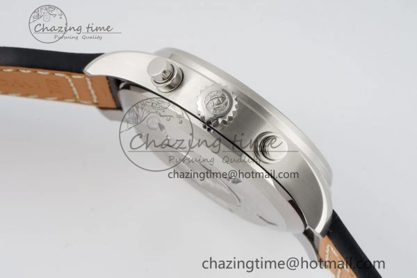 Pilot Chrono SS AZF 1:1 Best Edition Blue Dial on Brown Leather Strap A7750