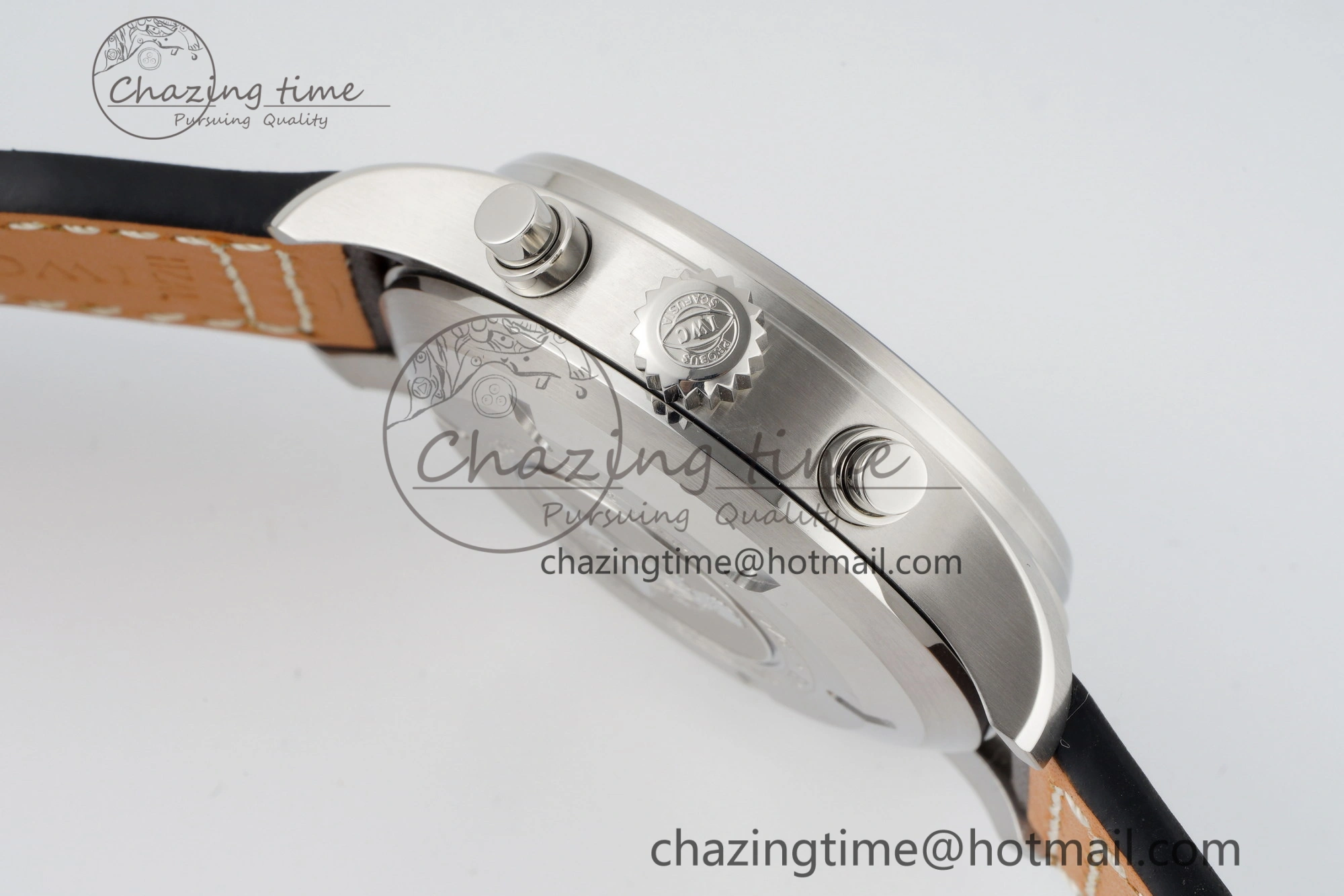 Pilot Chrono SS AZF 1:1 Best Edition Blue Dial on Brown Leather Strap A7750