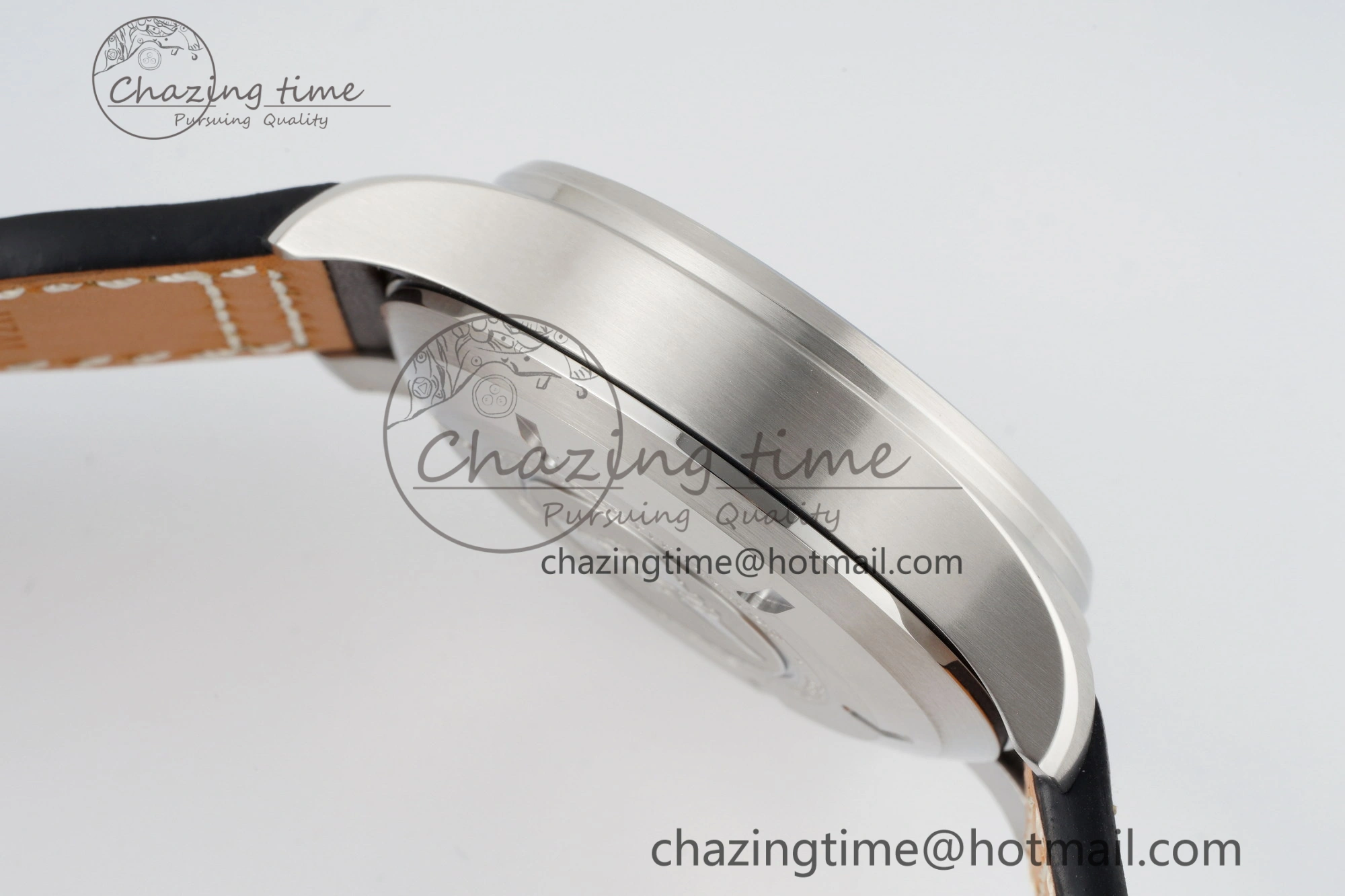 Pilot Chrono SS AZF 1:1 Best Edition Blue Dial on Brown Leather Strap A7750