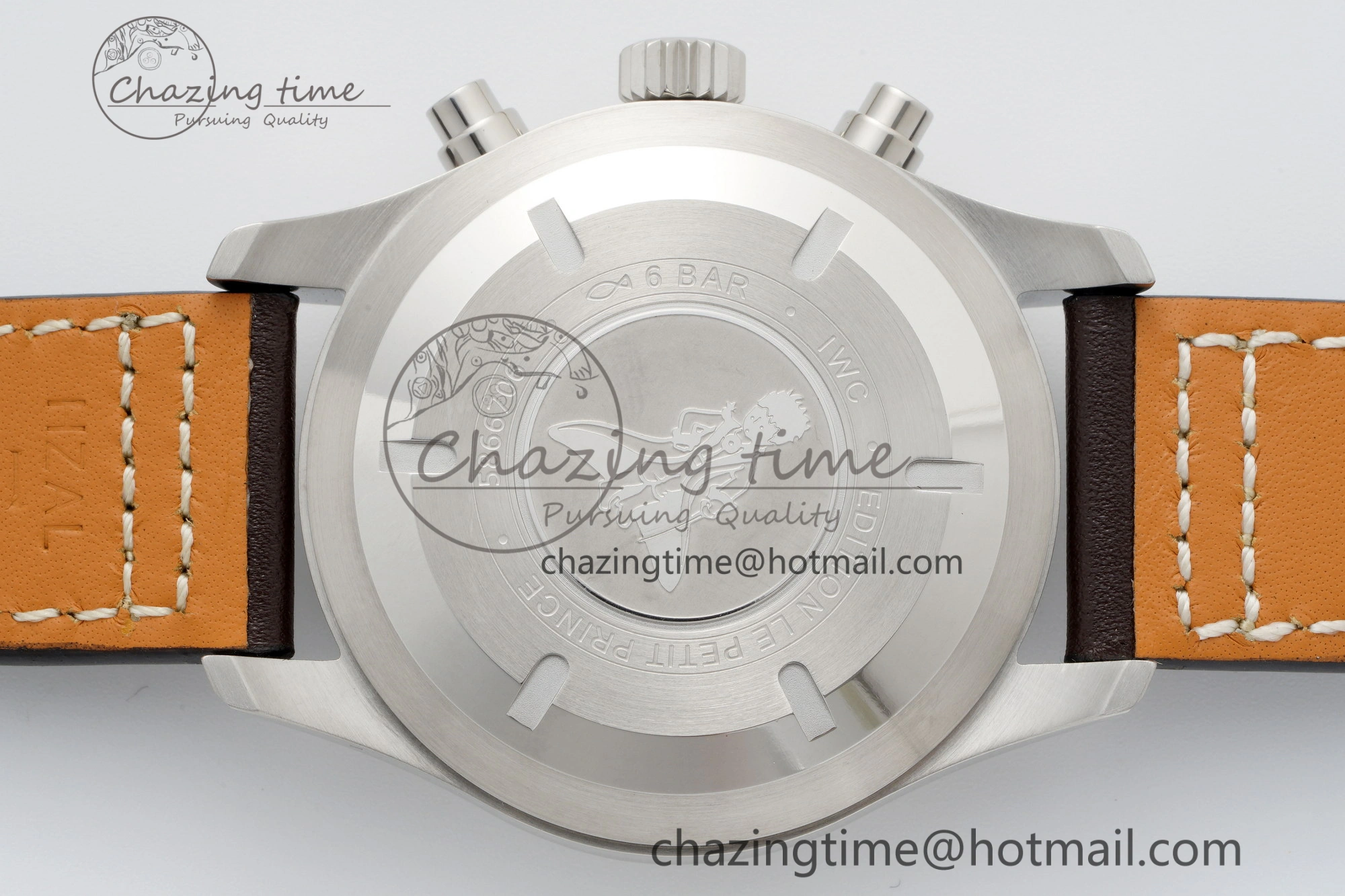Pilot Chrono SS AZF 1:1 Best Edition Blue Dial on Brown Leather Strap A7750