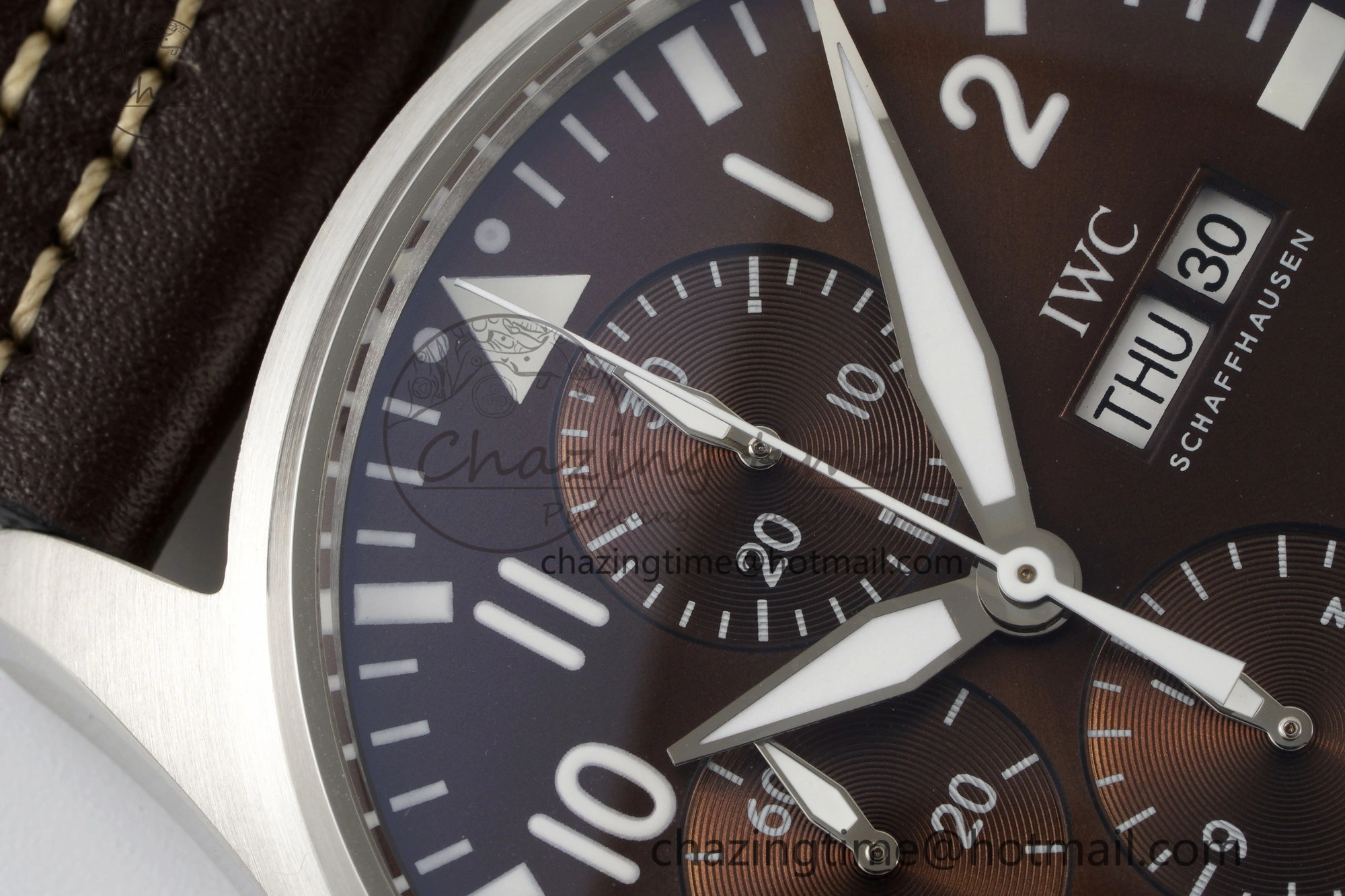 Pilot Chrono SS AZF 1:1 Best Edition Brown Dial on Brown Leather Strap A7750