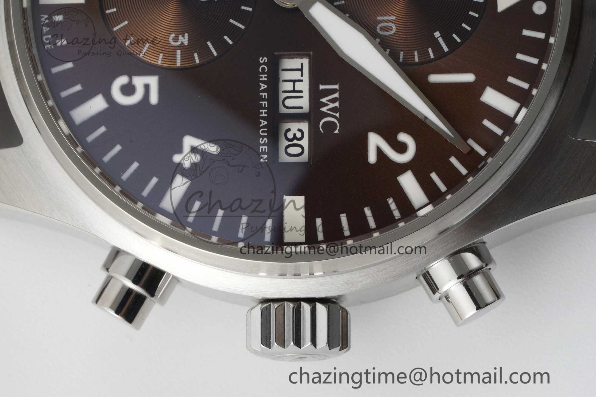 Pilot Chrono SS AZF 1:1 Best Edition Brown Dial on Brown Leather Strap A7750