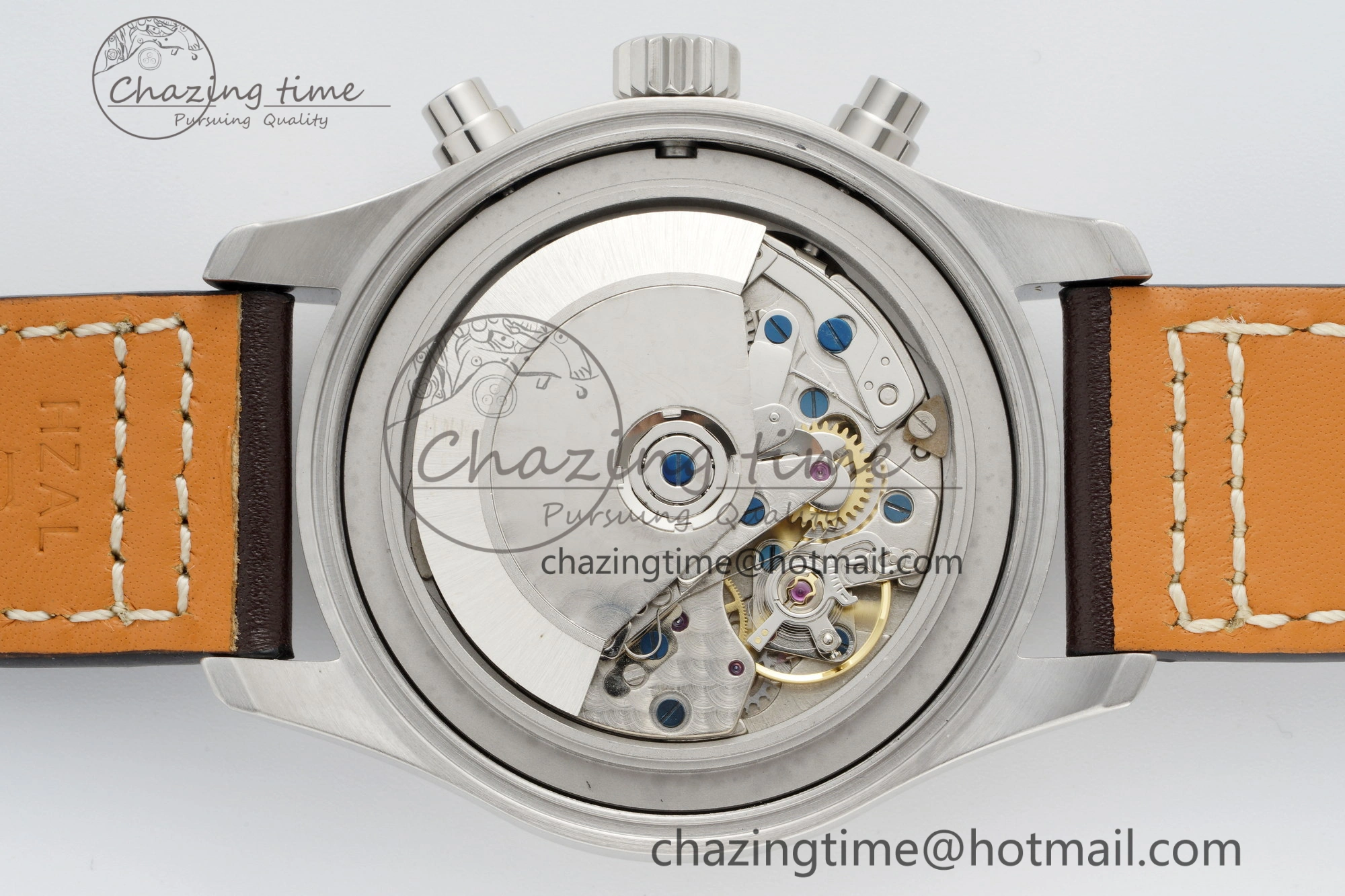 Pilot Chrono SS AZF 1:1 Best Edition Brown Dial on Brown Leather Strap A7750