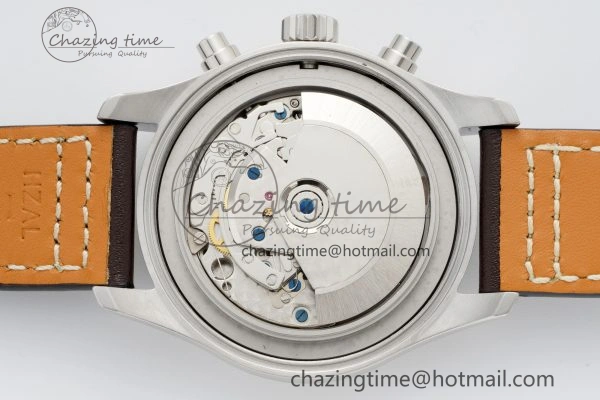 Pilot Chrono SS AZF 1:1 Best Edition Brown Dial on Brown Leather Strap A7750