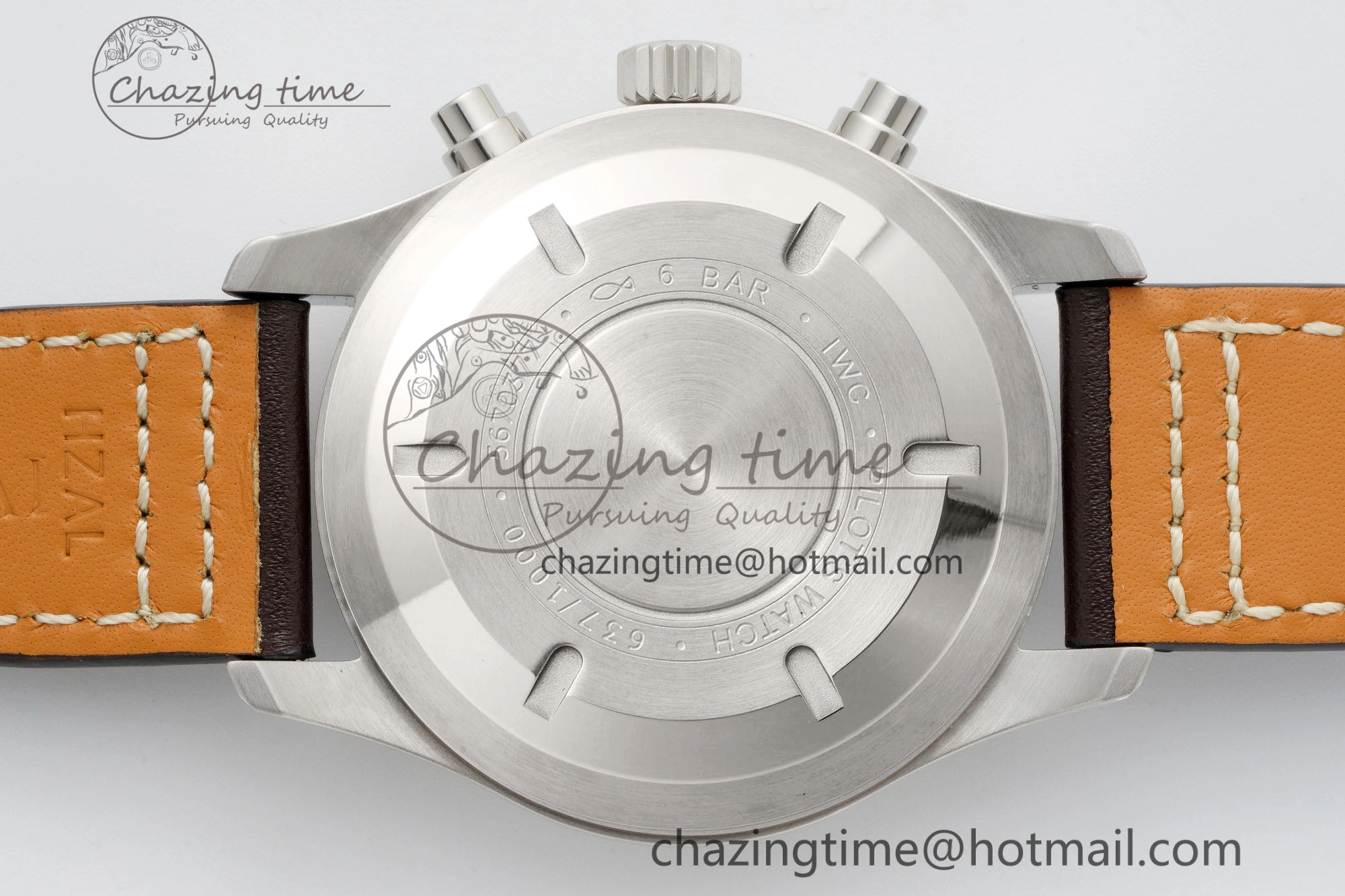 Pilot Chrono SS AZF 1:1 Best Edition Green Dial on Brown Leather Strap A7750