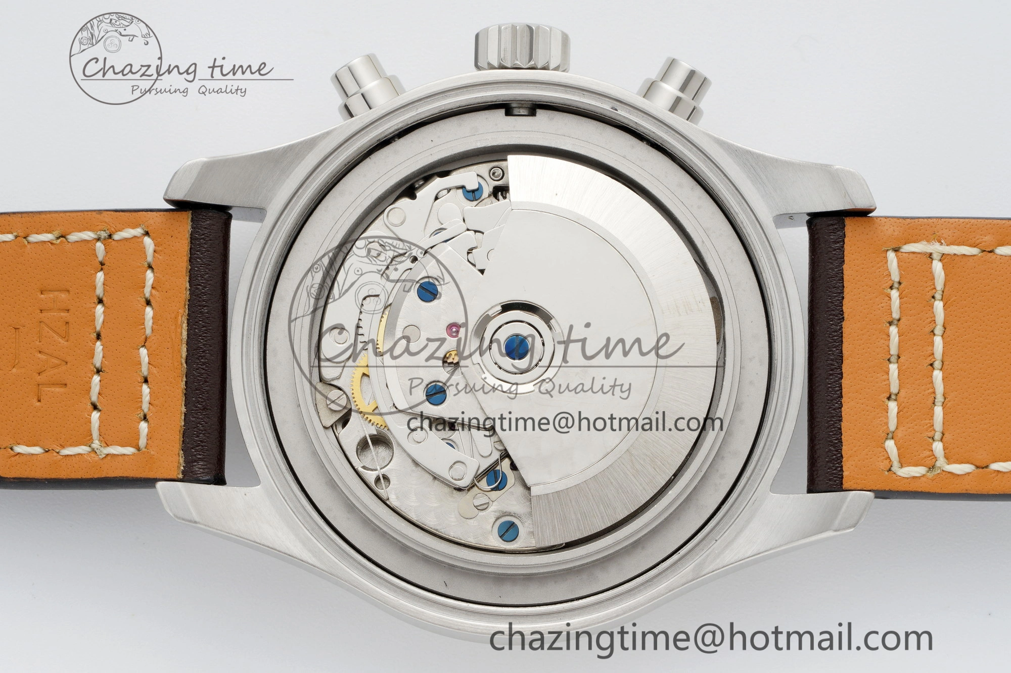 Pilot Chrono SS AZF 1:1 Best Edition Green Dial on Brown Leather Strap A7750