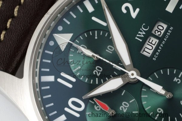 Pilot Chrono SS AZF 1:1 Best Edition Green Dial on Brown Leather Strap A7750