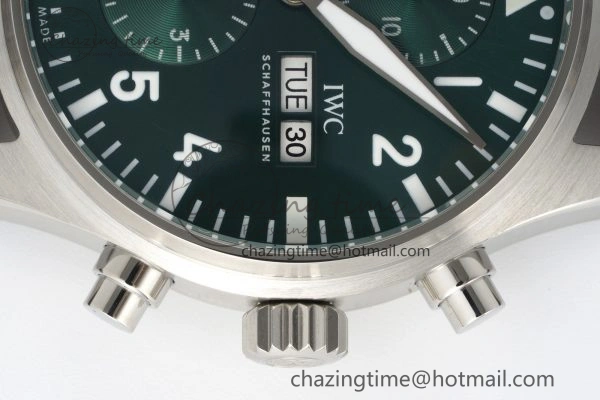Pilot Chrono SS AZF 1:1 Best Edition Green Dial on Brown Leather Strap A7750