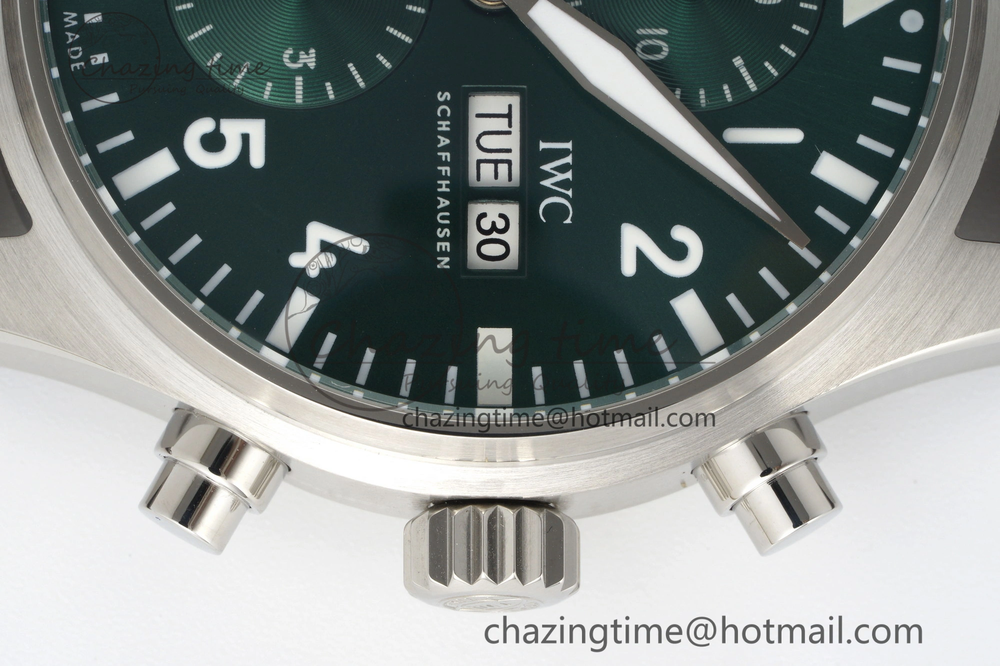 Pilot Chrono SS AZF 1:1 Best Edition Green Dial on Brown Leather Strap A7750