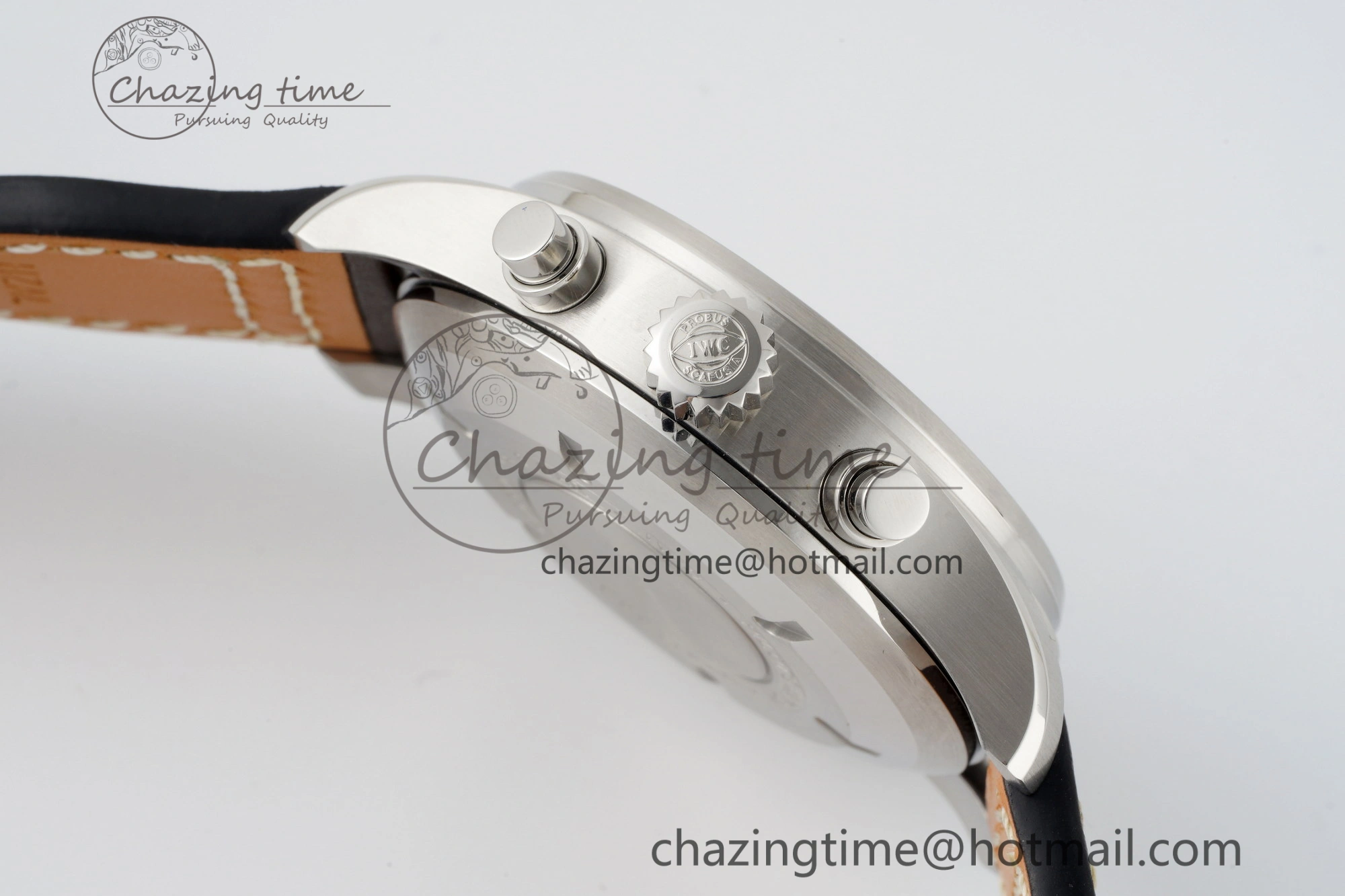 Pilot Chrono SS AZF 1:1 Best Edition Green Dial on Brown Leather Strap A7750