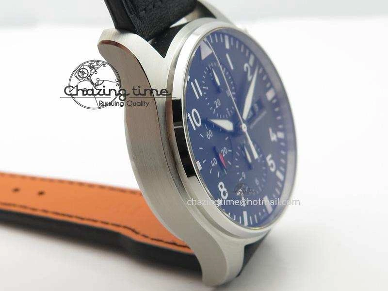 Pilot Chrono SS IW377709 ZF Best Edition Black Dial On Black Leather Strap A7750