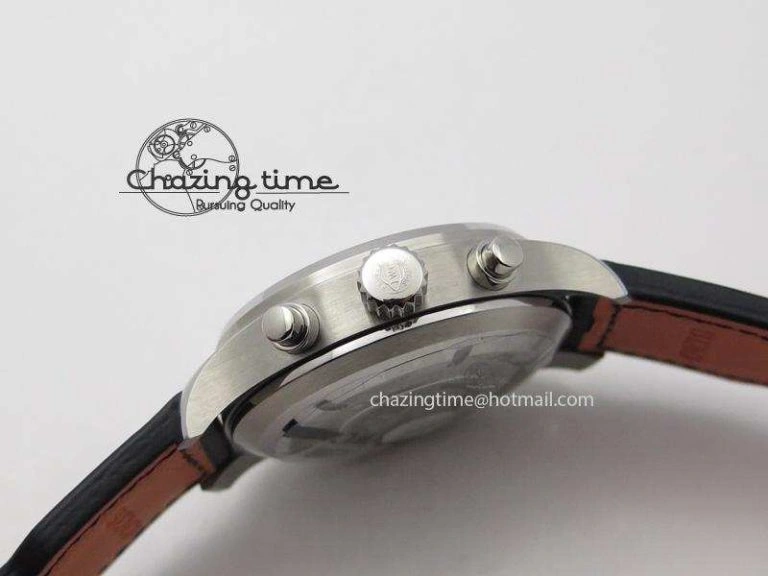 Pilot Chrono SS IW377709 ZF Best Edition Black Dial On Black Leather Strap A7750