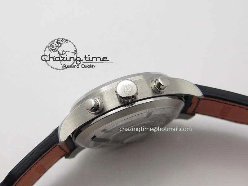 Pilot Chrono SS IW377709 ZF Best Edition Black Dial On Black Leather Strap A7750