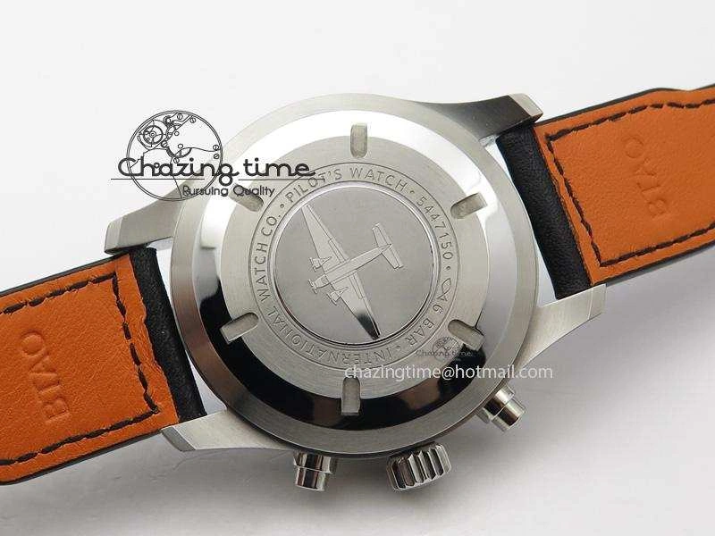 Pilot Chrono SS IW377709 ZF Best Edition Black Dial On Black Leather Strap A7750