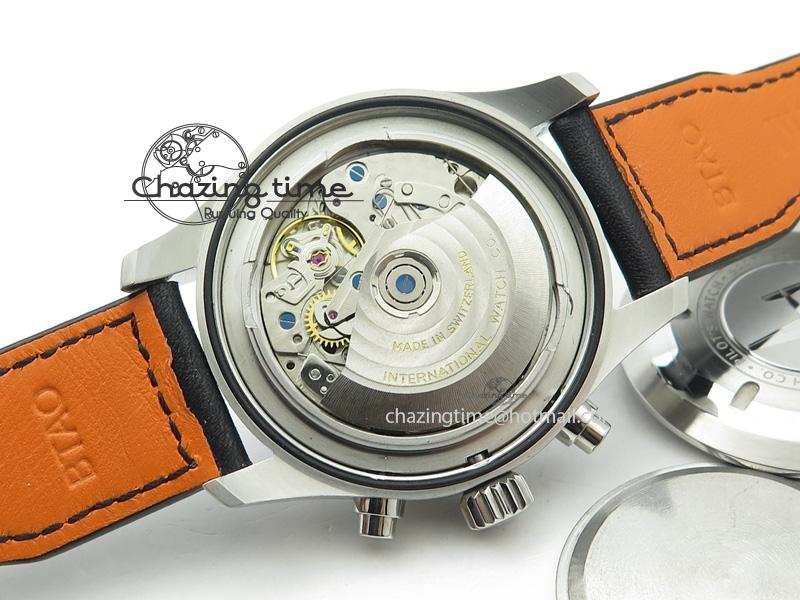 Pilot Chrono SS IW377709 ZF Best Edition Black Dial On Black Leather Strap A7750