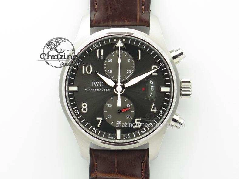 Pilot Chrono SS IW387802 V6F 1:1 Best Edition On Brown Leather Strap A7750