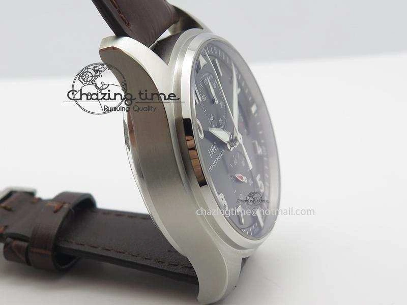 Pilot Chrono SS IW387802 V6F 1:1 Best Edition On Brown Leather Strap A7750