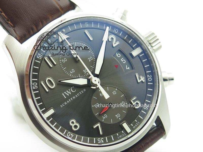 Pilot Chrono SS IW387802 V6F 1:1 Best Edition On Brown Leather Strap A7750