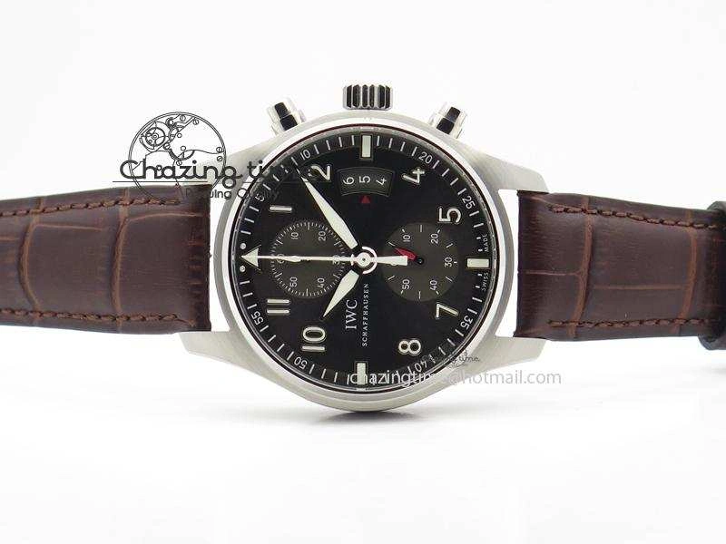 Pilot Chrono SS IW387802 V6F 1:1 Best Edition On Brown Leather Strap A7750