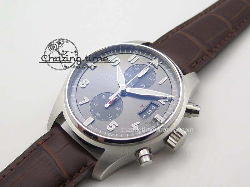 Pilot Chrono SS IW387802 V6F 1:1 Best Edition On Brown Leather Strap A7750