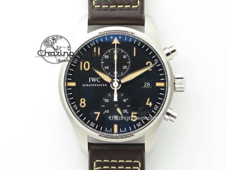Pilot Chrono SS IW387808 CF3 ZF 1:1 Best Edition On Brown Leather Strap A7750