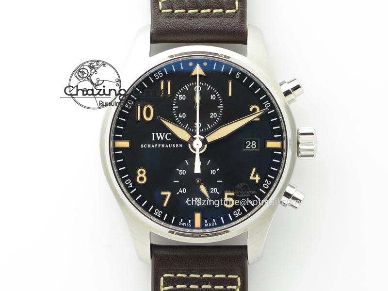 Pilot Chrono SS IW387808 CF3 ZF 1:1 Best Edition On Brown Leather Strap A7750