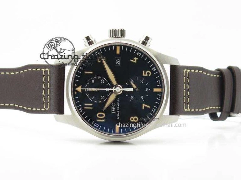 Pilot Chrono SS IW387808 CF3 ZF 1:1 Best Edition On Brown Leather Strap A7750