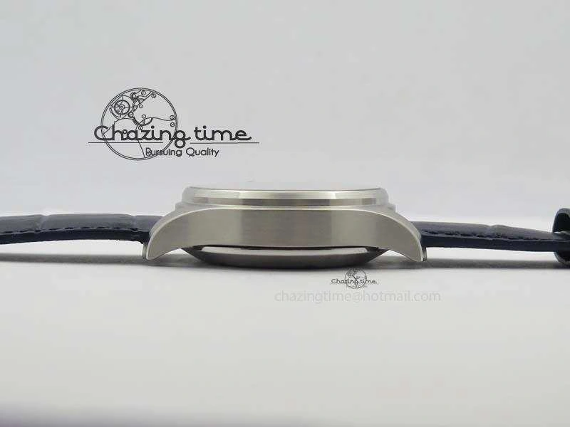 Pilot Chrono SS IW387809 ZF 1:1 Best Edition Silver Dial Blue Numbers On Blue Leather Strap A7750