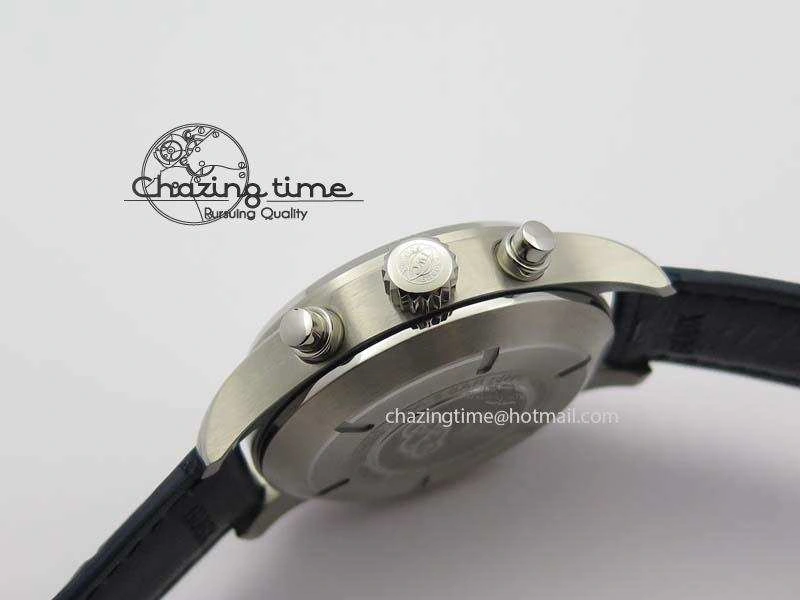 Pilot Chrono SS IW387809 ZF 1:1 Best Edition Silver Dial Blue Numbers On Blue Leather Strap A7750