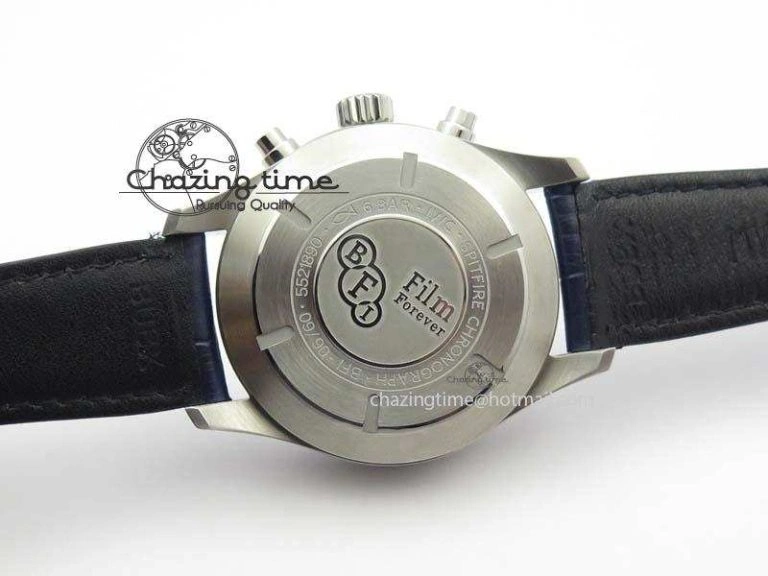 Pilot Chrono SS IW387809 ZF 1:1 Best Edition Silver Dial Blue Numbers On Blue Leather Strap A7750