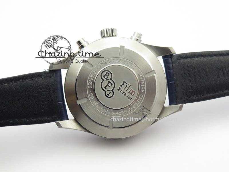 Pilot Chrono SS IW387809 ZF 1:1 Best Edition Silver Dial Blue Numbers On Blue Leather Strap A7750