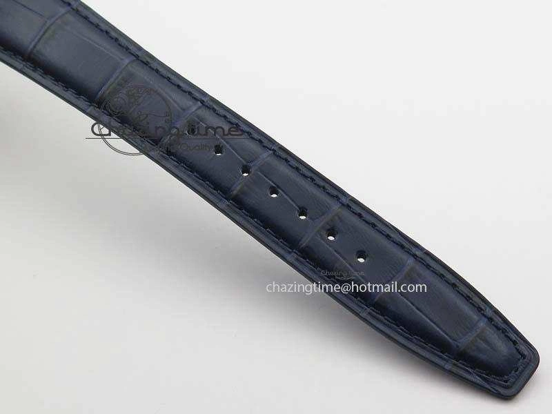 Pilot Chrono SS IW387809 ZF 1:1 Best Edition Silver Dial Blue Numbers On Blue Leather Strap A7750