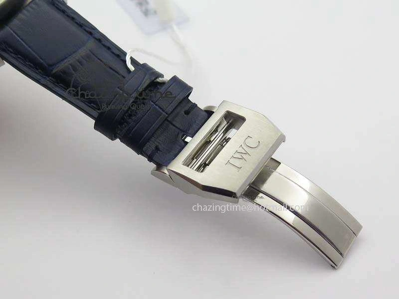 Pilot Chrono SS IW387809 ZF 1:1 Best Edition Silver Dial Blue Numbers On Blue Leather Strap A7750