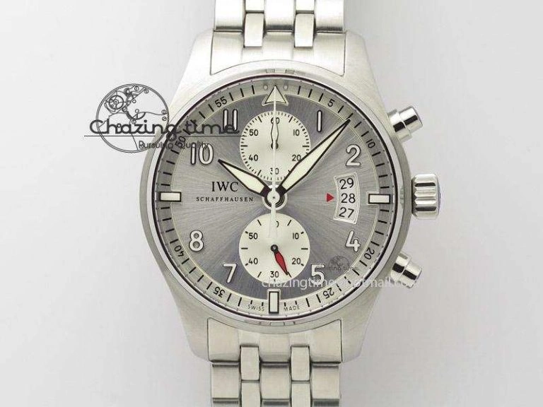 Pilot Chrono SS IW387809 ZF 1:1 Best Edition Silver Dial On SS Bracelet A7750