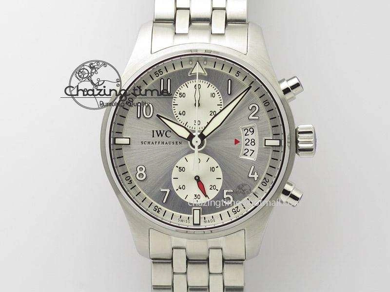 Pilot Chrono SS IW387809 ZF 1:1 Best Edition Silver Dial On SS Bracelet A7750