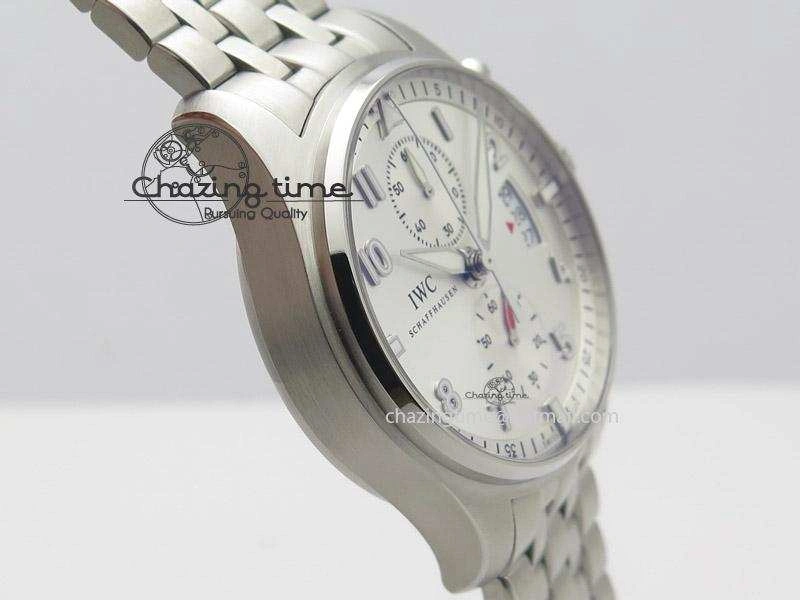 Pilot Chrono SS IW387809 ZF 1:1 Best Edition Silver Dial On SS Bracelet A7750