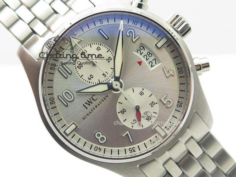 Pilot Chrono SS IW387809 ZF 1:1 Best Edition Silver Dial On SS Bracelet A7750