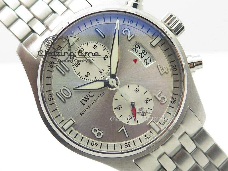 Pilot Chrono SS IW387809 ZF 1:1 Best Edition Silver Dial On SS Bracelet A7750
