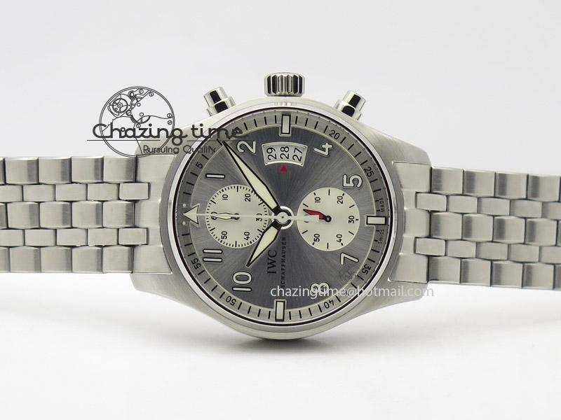 Pilot Chrono SS IW387809 ZF 1:1 Best Edition Silver Dial On SS Bracelet A7750