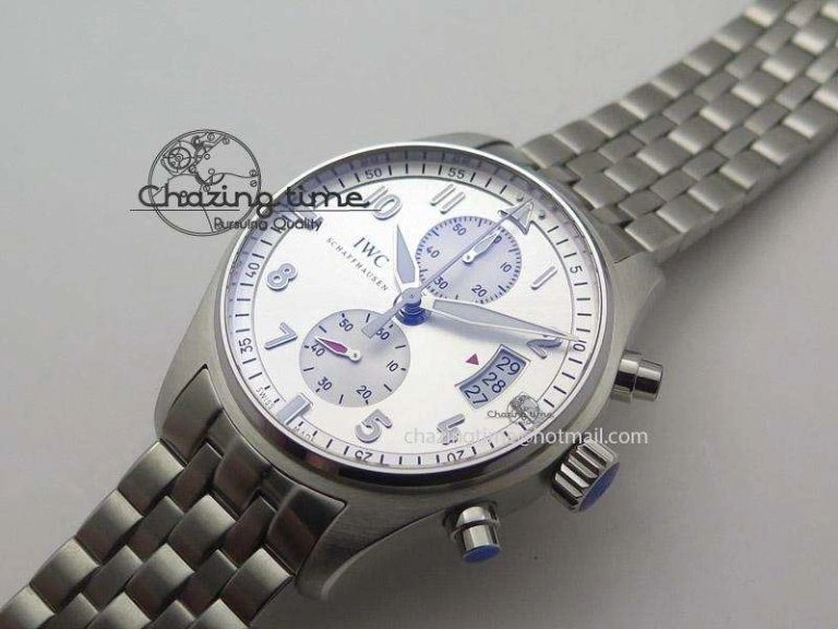Pilot Chrono SS IW387809 ZF 1:1 Best Edition Silver Dial On SS Bracelet A7750