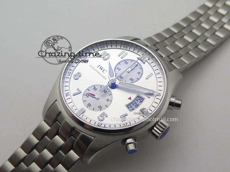 Pilot Chrono SS IW387809 ZF 1:1 Best Edition Silver Dial On SS Bracelet A7750