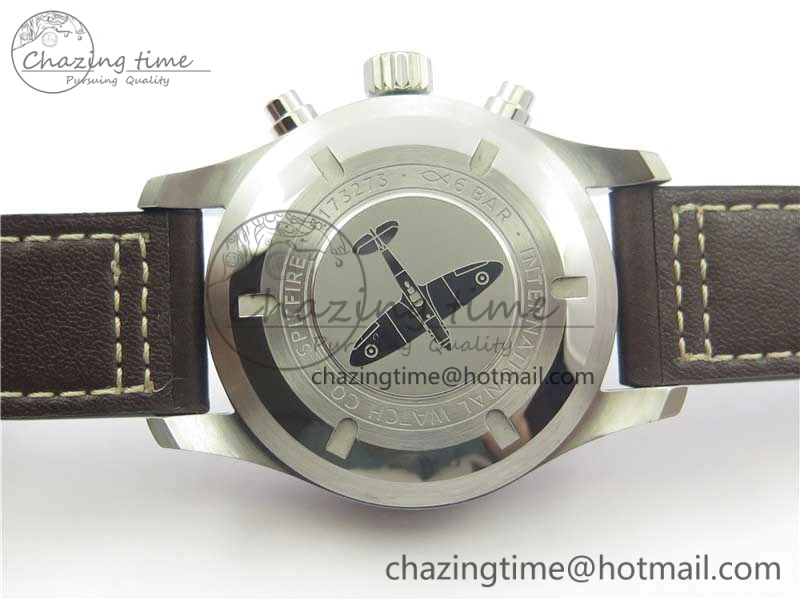 Pilot Chrono Spitfire IW387903 SS ZF 1:1 Best Edition Black Dial on Brown Leather Strap A7750
