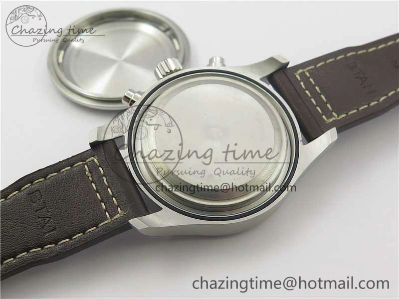 Pilot Chrono Spitfire IW387903 SS ZF 1:1 Best Edition Black Dial on Brown Leather Strap A7750