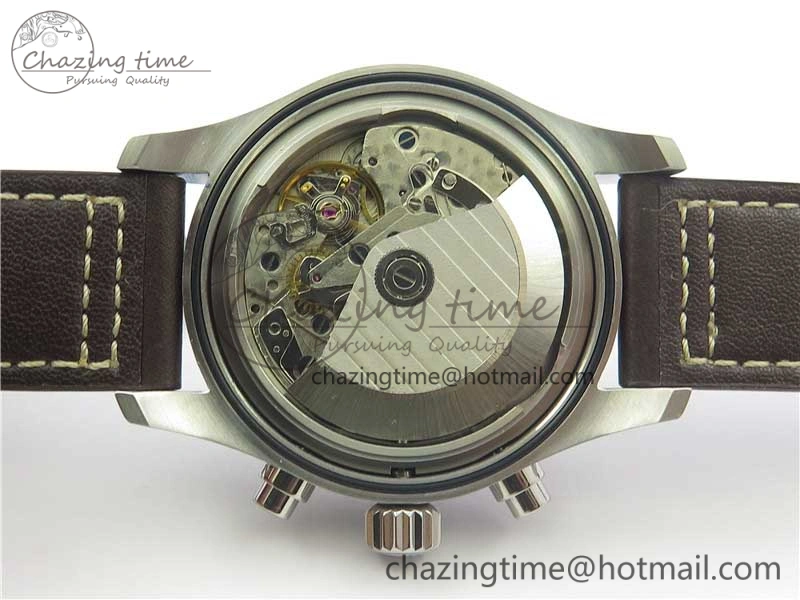 Pilot Chrono Spitfire IW387903 SS ZF 1:1 Best Edition Black Dial on Brown Leather Strap A7750
