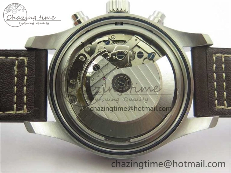 Pilot Chrono Spitfire IW387903 SS ZF 1:1 Best Edition Black Dial on Brown Leather Strap A7750