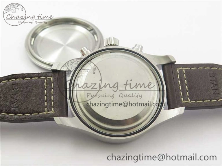 Pilot Chrono Spitfire IW387903 SS ZF 1:1 Best Edition Black Dial on Brown Leather Strap A7750