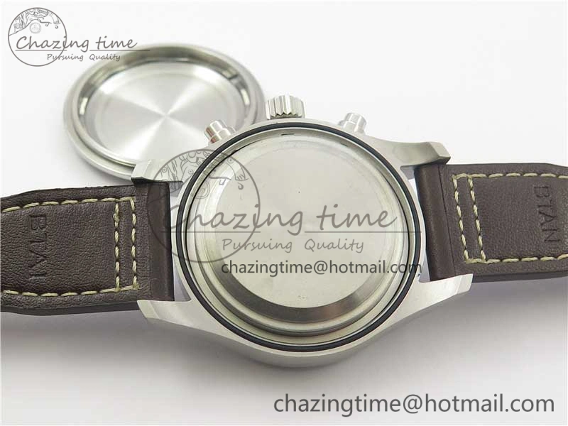 Pilot Chrono Spitfire IW387903 SS ZF 1:1 Best Edition Black Dial on Brown Leather Strap A7750