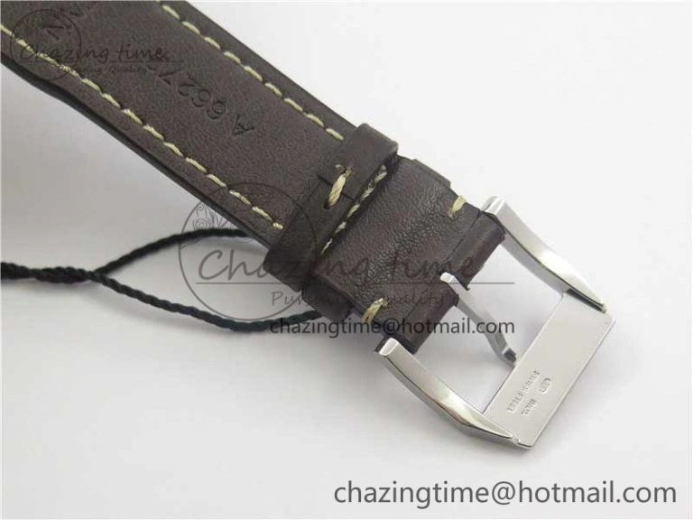 Pilot Chrono Spitfire IW387903 SS ZF 1:1 Best Edition Black Dial on Brown Leather Strap A7750