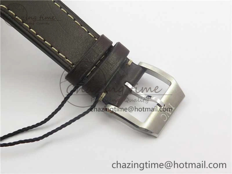 Pilot Chrono Spitfire IW387903 SS ZF 1:1 Best Edition Black Dial on Brown Leather Strap A7750