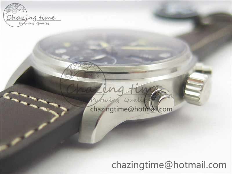 Pilot Chrono Spitfire IW387903 SS ZF 1:1 Best Edition Black Dial on Brown Leather Strap A7750